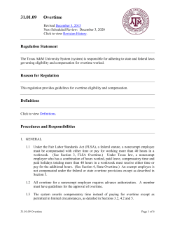 31.01.09 - Overtime - Policy and Regulation Library