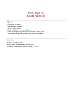 Math: Algebra I Linear Functions