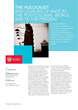 The holocausT and Legacies of Race in the PostcoLoniaL WoRLd