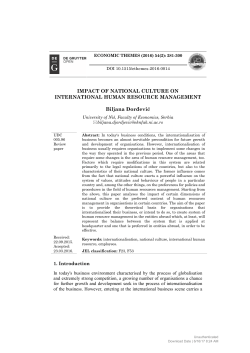 IMPACT OF NATIONAL CULTURE ON INTERNATIONAL HUMAN