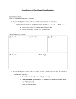 Notes Exponential and Logarithmic Equations