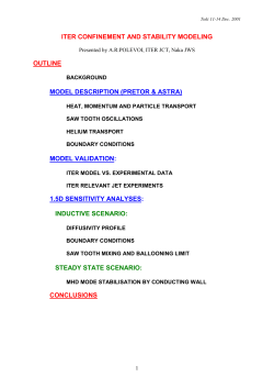 ITER CONFINEMENT AND STABILITY MODELING OUTLINE