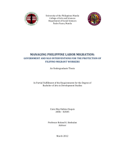 managing philippine labor migration - CAS DSpace