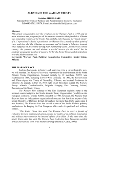 albania in the warsaw treaty - REVISTA DE ADMINISTRAŢIE