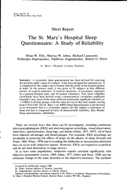 The St. Mary`s Hospital Sleep Questionnaire: A Study of Reliability
