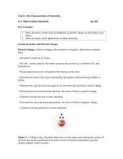 Unit E: The Characteristics of Electricity