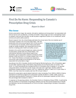 First Do No Harm: Responding to Canada`s Prescription Drug Crisis