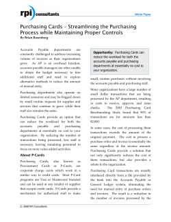 Purchasing Cards &ndash; Streamlining the Purchasing Process while