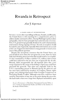 Rwanda in Retrospect