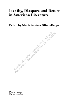 Identity, Diaspora and Return in American Literature