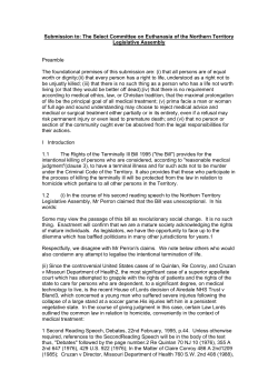 The Select Committee on Euthanasia of the Northern Territory