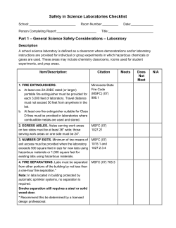 2016 Safety in Science Laboratories Checklist