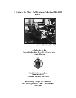 A Guide to the Albert A. Michelson Collection 1803