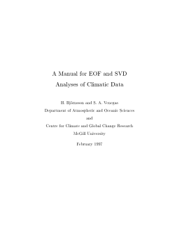 A Manual for EOF and SVD Analyses of Climatic Data H . Bj