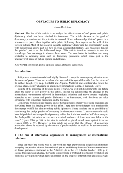 OBSTACLES TO PUBLIC DIPLOMACY Introduction 1 The rise of