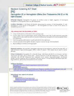 Hemoglobin FE or Hemoglobin E/Beta Zero