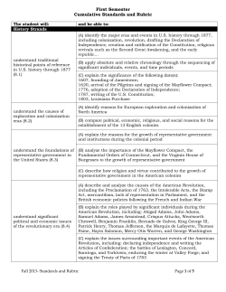 Cumulative Standards Rubric for the First Semester units