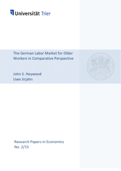 Research Papers in Economics No. 2/15 The German Labor Market