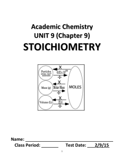 Stoichiometry Note Packet