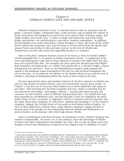 Chapter 6 OTHELLO: COURTLY LOVE AND CHIVALRIC JUSTICE