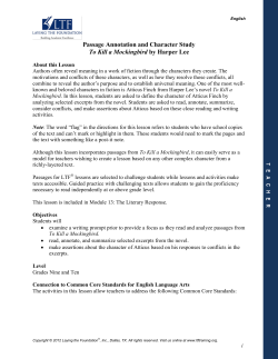 Passage Annotation and Character Study To Kill a Mockingbird by
