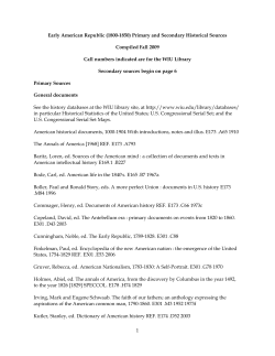 1 Early American Republic (1800-1850) Primary and Secondary
