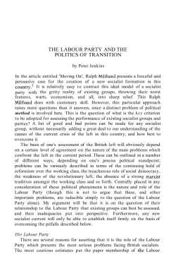 THE LABOUR PARTY AND THE POLITICS OF