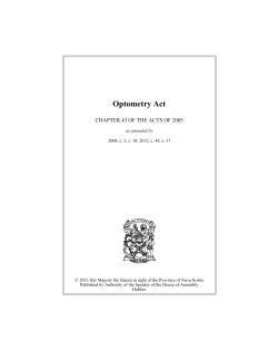 Optometry Act - The Nova Scotia Legislature