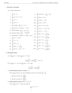 Calculus 2 Derivative and Integral Rules