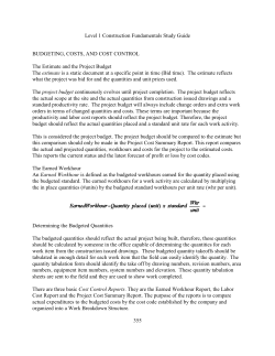 Budgeting, Costs, and Cost Control
