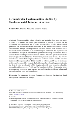 Groundwater Contamination Studies by Environmental Isotopes: A