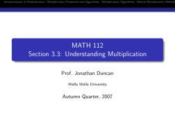 MATH 112 Section 3.3: Understanding Multiplication