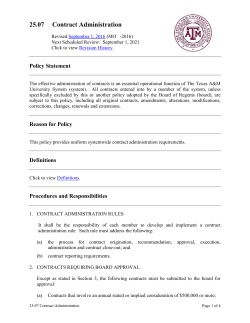 25.07 - Contract Administration - Policy and Regulation Library