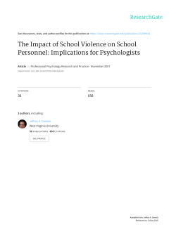 The Impact of School Violence on School Personnel