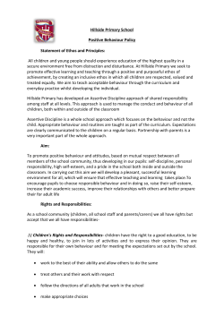 Hillside Primary School Positive Behaviour Policy Statement of