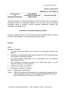 Announcement on Hazardous Substances 409 "Using