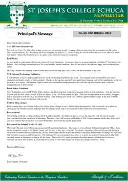 Newsletter 31st October, 2013
