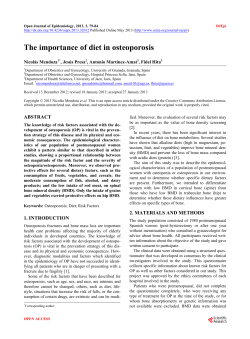 The importance of diet in osteoporosis