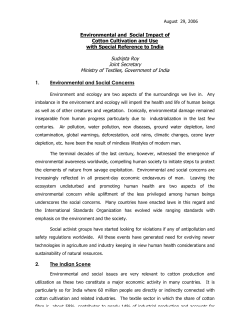 Environmental and Social Impact of Cotton Cultivation and Use with