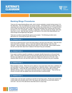 Banking Bingo Procedures - Federal Reserve Bank of Atlanta