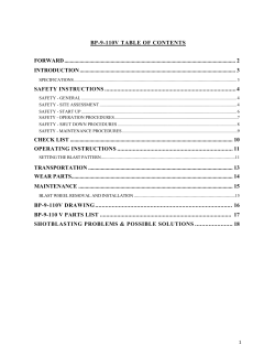 BP-9-110V TABLE OF CONTENTS FORWARD