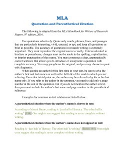 Quotation and Parenthetical Citation