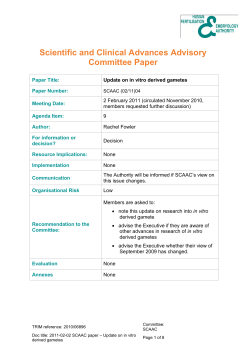 Scientific and Clinical Advances Advisory Committee Paper