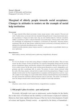 Marginal of elderly people towards social acceptance. Changes in