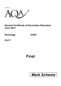 GCSE Sociology Mark scheme Unit 01 - Studying Society