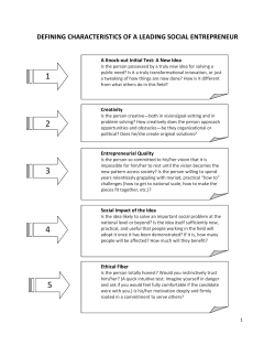 defining characteristics of a leading social entrepreneur
