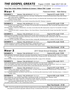 Hour 1 Hour 2 - The Gospel Greats