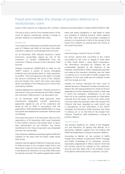 Fraud and mistake: the change of position defence to a