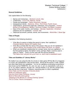 Capitalization - Western Technical College