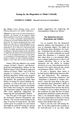 Testing for the Disposition to Think Critically